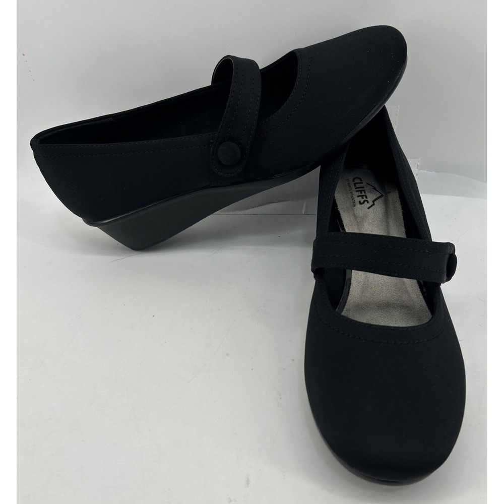 Cliffs By White Mountain Brightly Mary Jane Wedge Black Women's Size 8.5M